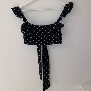 NWOT Polka Dot Frilly Crop Top - Nasty Gal